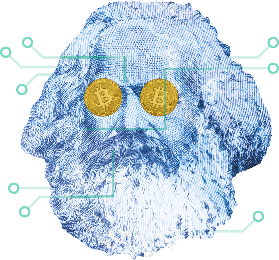 old man with coin eyes
